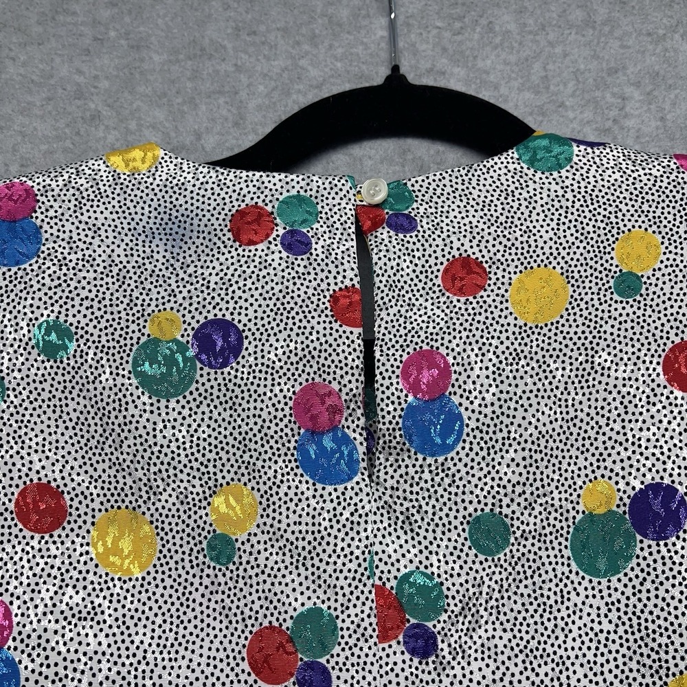 Notations Women's Multi Color Short Sleeve Pullover Blouse Size 14 Polka Dot 80s - Picture 12 of 15